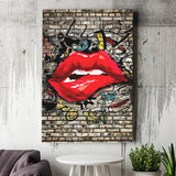 Urban Red Lips Canvas Prints Wall Art Decor - Painting Canvas, Home Decor, Art Print, Art For Sale