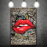 Urban Red Lips Canvas Prints Wall Art Decor - Painting Canvas, Home Decor, Art Print, Art For Sale