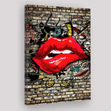 Urban Red Lips Canvas Prints Wall Art Decor - Painting Canvas, Home Decor, Art Print, Art For Sale