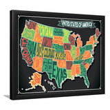 Usa Map Framed Art Prints Wall Art Decor, Framed Picture, Home Decor