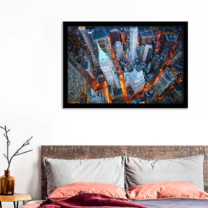 Usa City New York Buildings Manhattan Walls Skyscrapers Street Framed Wall Art Prints - Framed Prints, Prints for Sale, Framed Art