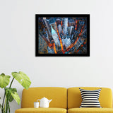 Usa City New York Buildings Manhattan Walls Skyscrapers Street Framed Wall Art Prints - Framed Prints, Prints for Sale, Framed Art