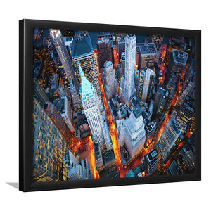 Usa City New York Buildings Manhattan Walls Skyscrapers Street Framed Wall Art Prints - Framed Prints, Prints for Sale, Framed Art