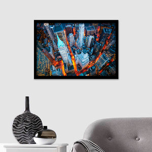 Usa City New York Buildings Manhattan Walls Skyscrapers Street Framed Wall Art Prints - Framed Prints, Prints for Sale, Framed Art