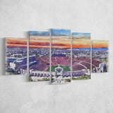 USC Trojans Los Angeles Memorial Coliseum Watercolor, 5 Pieces, Multi Panel Canvas Prints Wall Art Decor