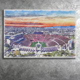 USC Trojans Los Angeles Memorial Coliseum Watercolor, Sport Art Prints Fan Gift, Canvas Prints Wall Art Decor