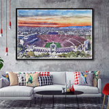 USC Trojans Los Angeles Memorial Coliseum Watercolor, Sport Art Prints Fan Gift, Framed Canvas Prints Wall Art Decor
