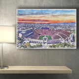 USC Trojans Los Angeles Memorial Coliseum Watercolor, Sport Art Prints Fan Gift, Canvas Prints Wall Art Decor