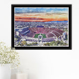 USC Trojans Los Angeles Memorial Coliseum Watercolor, Sport Art Prints Fan Gift, Framed Canvas Prints Wall Art Decor