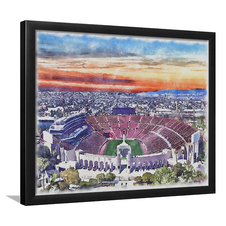 USC Trojans Los Angeles Memorial Coliseum Watercolor, Sport Prints Fan Gift, Framed Art Prints Wall Art Decor