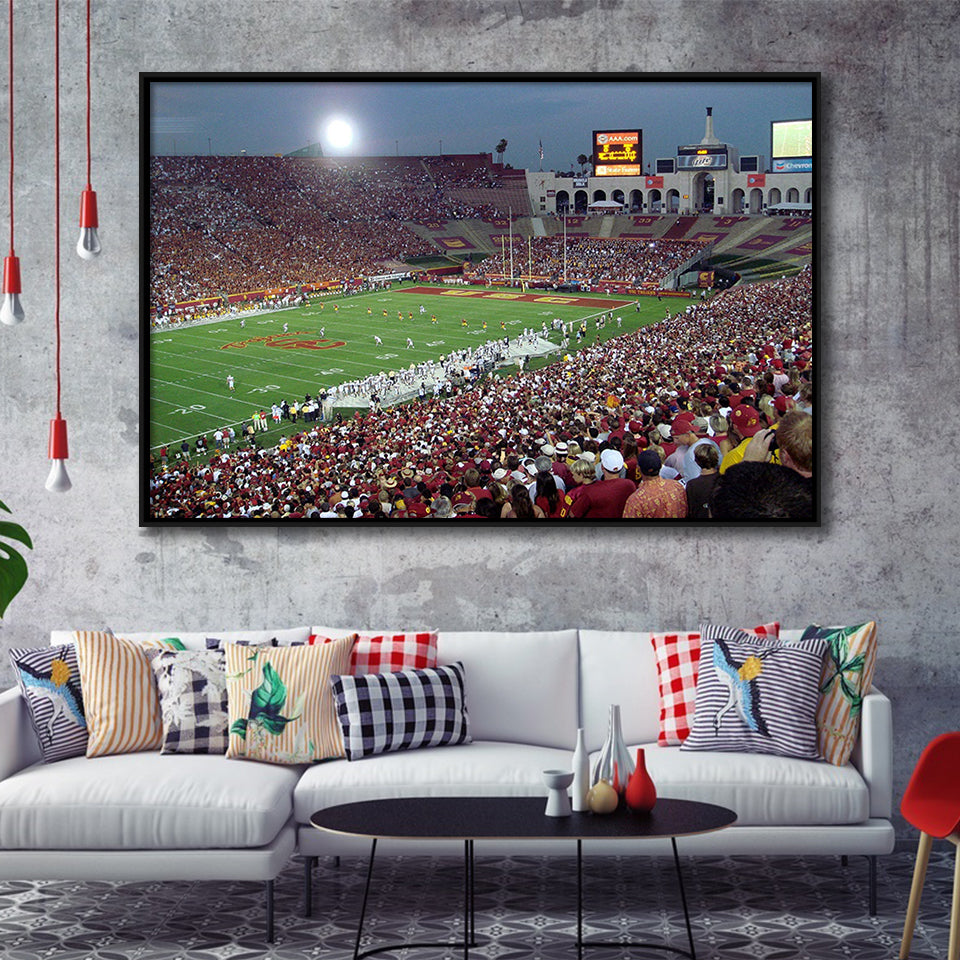 USC Trojans Framed Canvas Prints Wall Art Los Angeles Memorial Coliseum,Sport Stadium Art Prints, Fan Gift