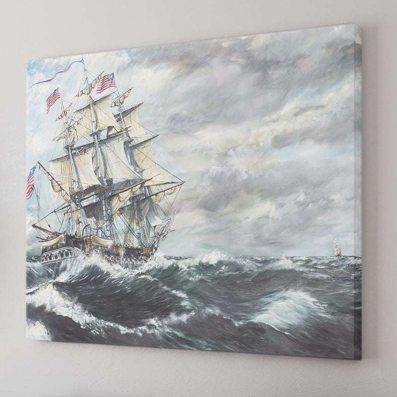 Uss Constitution Heads For Hm Frigate Guerriere 19 08 1812 Canvas Wall Art - Canvas Prints, Prints For Sale, Painting Canvas,Canvas On Sale
