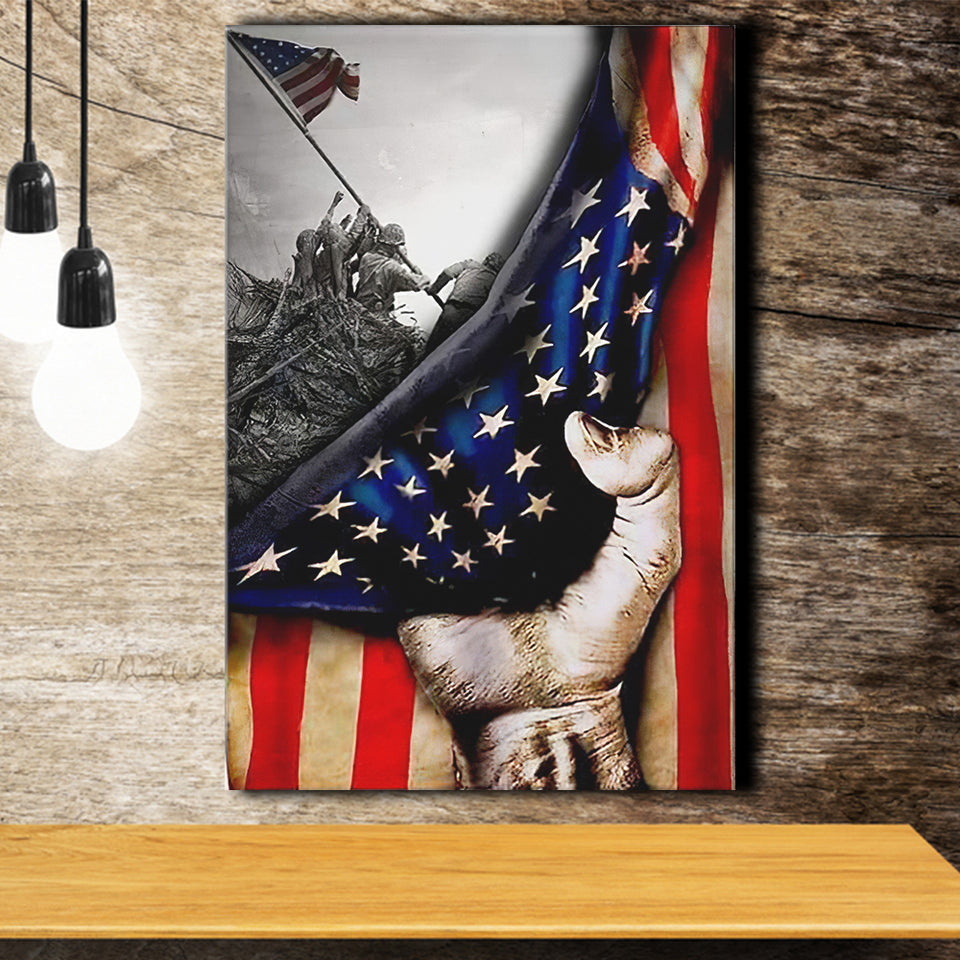 Us Veteran Hand Pulling American Flag 1 Canvas Prints Wall Art - Paint –  UnixCanvas