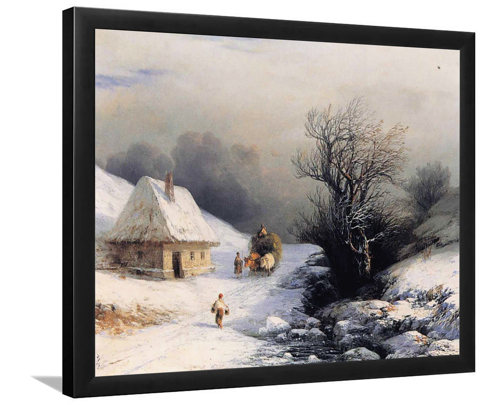 Ukrainian Oxcart In Winter By Ivan Aivazovsky-Art Print,Canvas Art,Frame Art,Plexiglass Cover