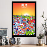 Ulm Germany Art Sunset Art Print, City Art Print, Framed Art Print Wall Art Home Decor, Framed Picture