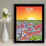Ulm Germany Art Sunset Art Print, City Art Print, Framed Art Print Wall Art Home Decor, Framed Picture