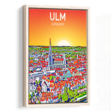 Ulm Germany Art Sunset Art Print, Large Canvas, Framed Canvas Print Wall Art Home Decor, Floating Frame