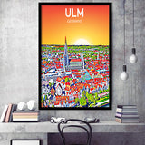 Ulm Germany Art Sunset Art Print, City Art Print, Framed Art Print Wall Art Home Decor, Framed Picture