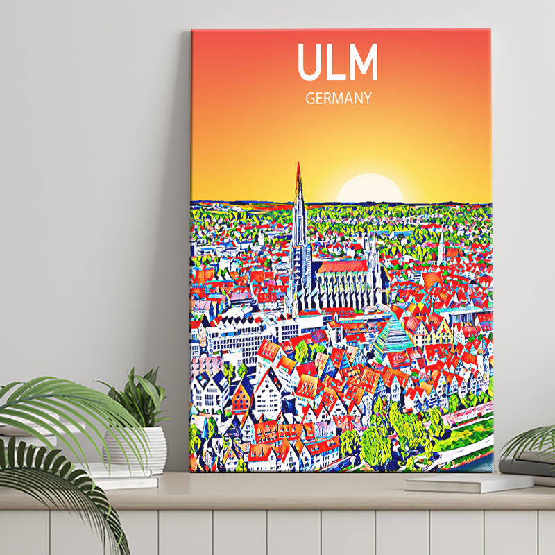 Ulm Germany Art Sunset Art Print ,City Art Print, Large Canvas, Canvas Print Wall Art Home Decor