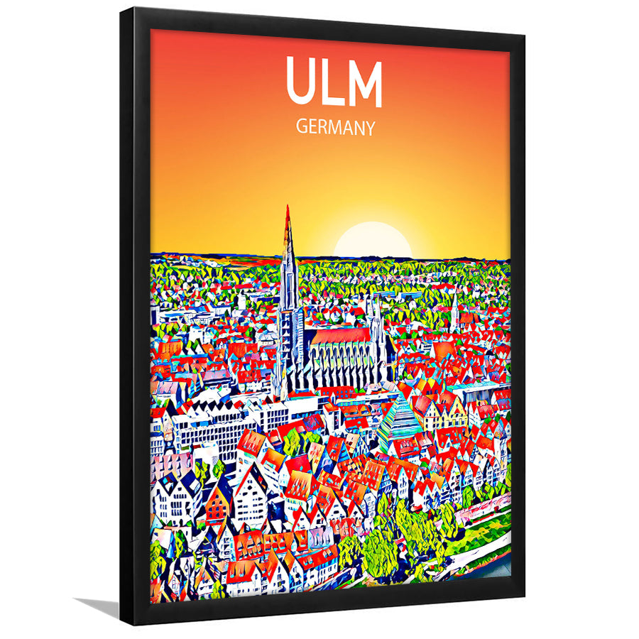 Ulm Germany Art Sunset Art Print, City Art Print, Framed Art Print Wall Art Home Decor, Framed Picture