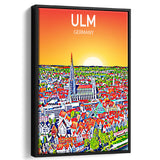 Ulm Germany Art Sunset Art Print, Large Canvas, Framed Canvas Print Wall Art Home Decor, Floating Frame