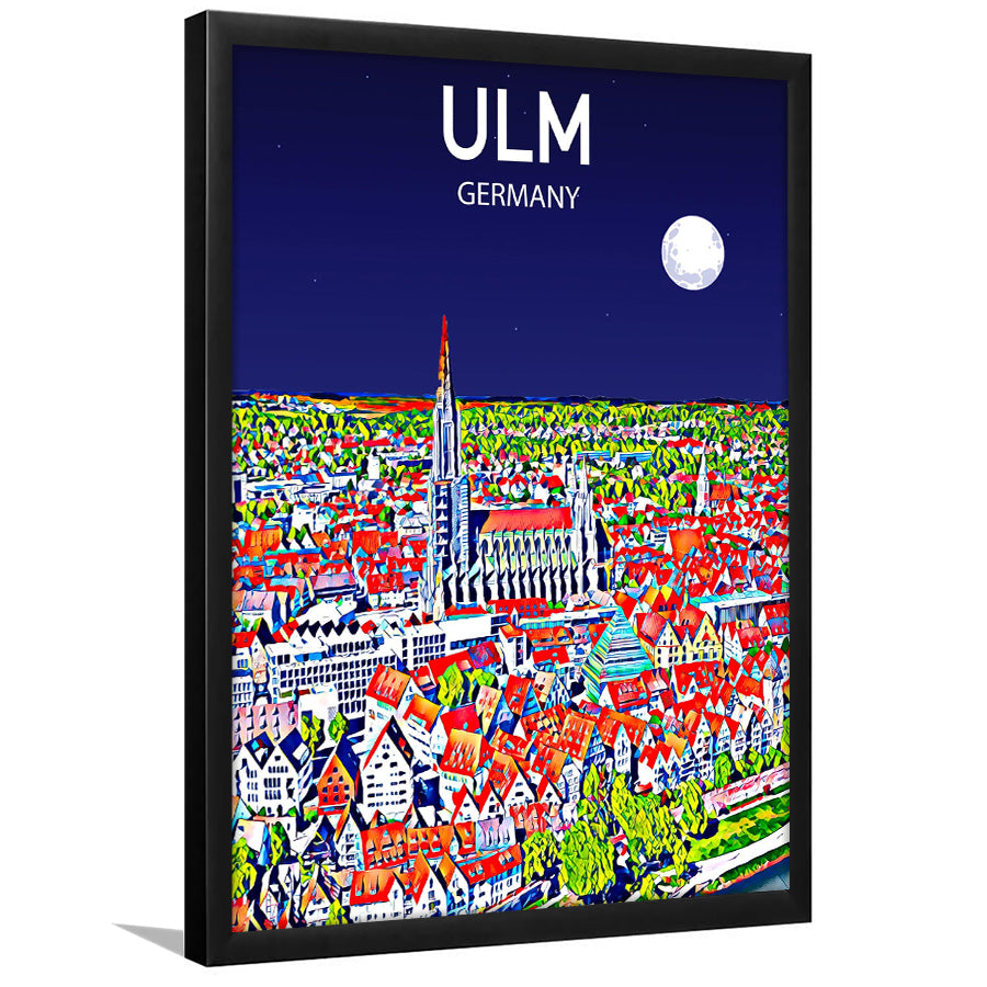 Ulm Germany Art Night Art Print, City Art Print, Framed Art Print Wall Art Home Decor, Framed Picture