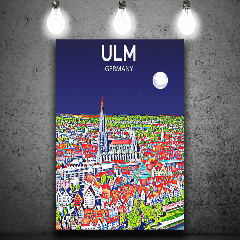 Ulm Germany Art Night Art Print ,City Art Print, Large Canvas, Canvas Print Wall Art Home Decor