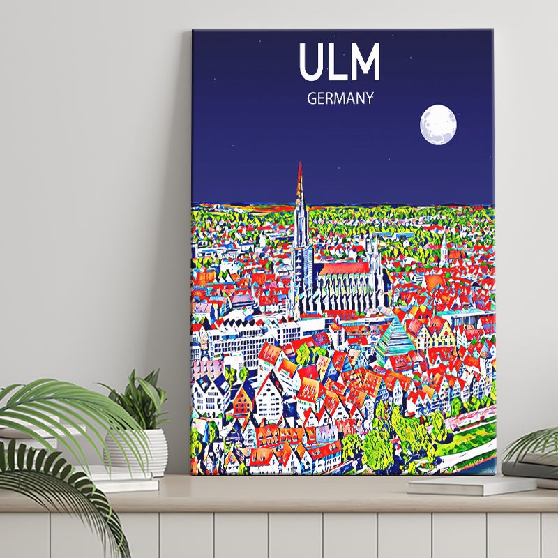 Ulm Germany Art Night Art Print ,City Art Print, Large Canvas, Canvas Print Wall Art Home Decor