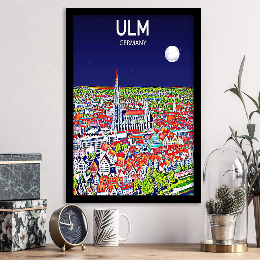 Ulm Germany Art Night Art Print, City Art Print, Framed Art Print Wall Art Home Decor, Framed Picture