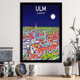 Ulm Germany Art Night Art Print, City Art Print, Framed Art Print Wall Art Home Decor, Framed Picture