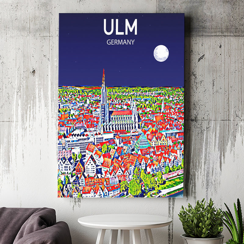 Ulm Germany Art Night Art Print ,City Art Print, Large Canvas, Canvas Print Wall Art Home Decor