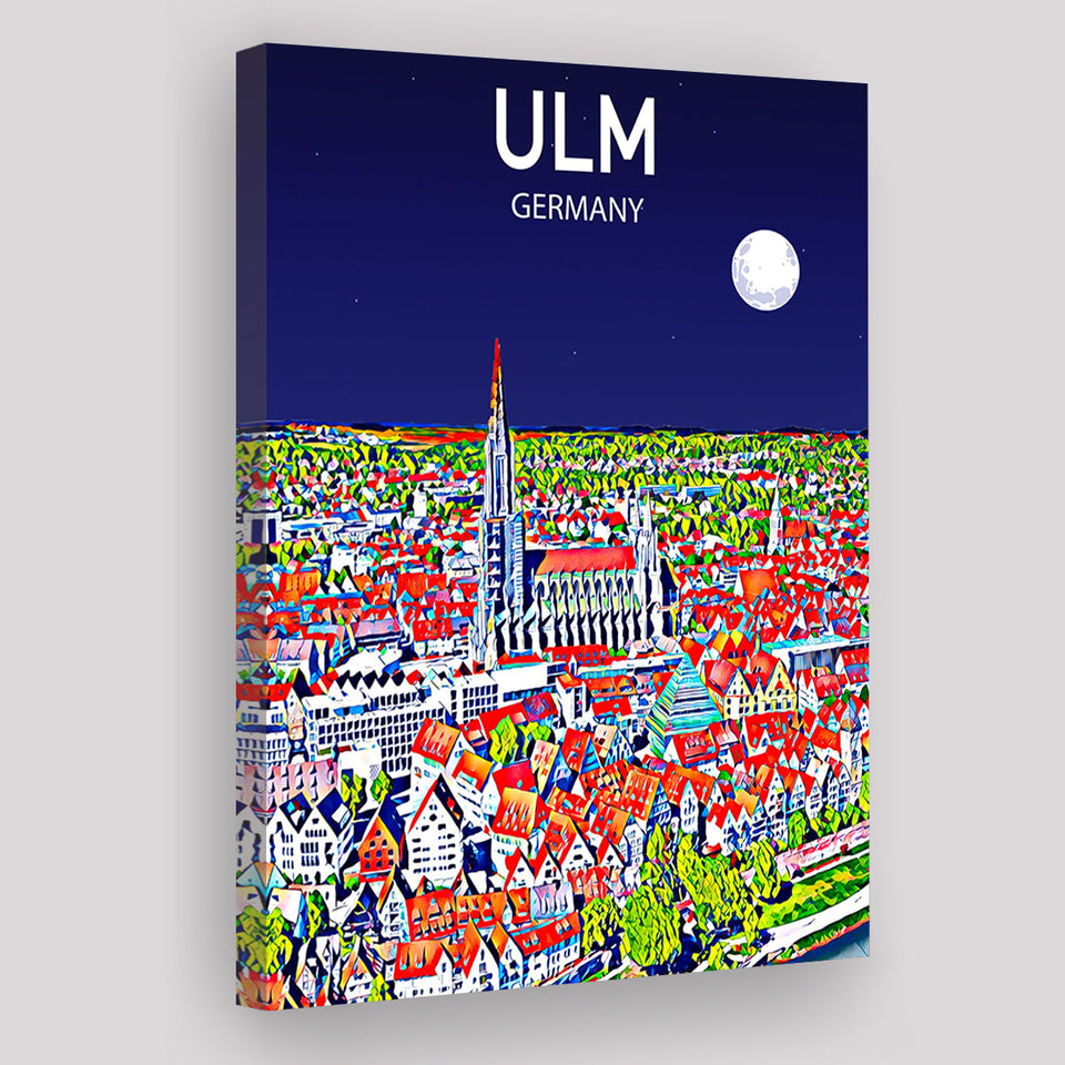 Ulm Germany Art Night Art Print ,City Art Print, Large Canvas, Canvas Print Wall Art Home Decor