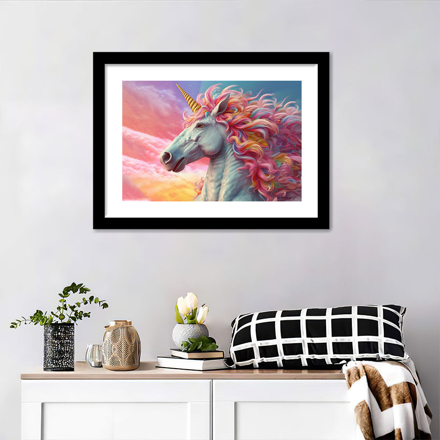 Unicorn Colorful Kids Art Framed Art Prints Wall Art Home Decor, Painting Art, White Border