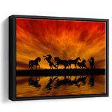 Unique Horse Canvas, Sunset View, Framed Canvas Prints Wall Art Home Decor,Floating Frame, Ready to Hang