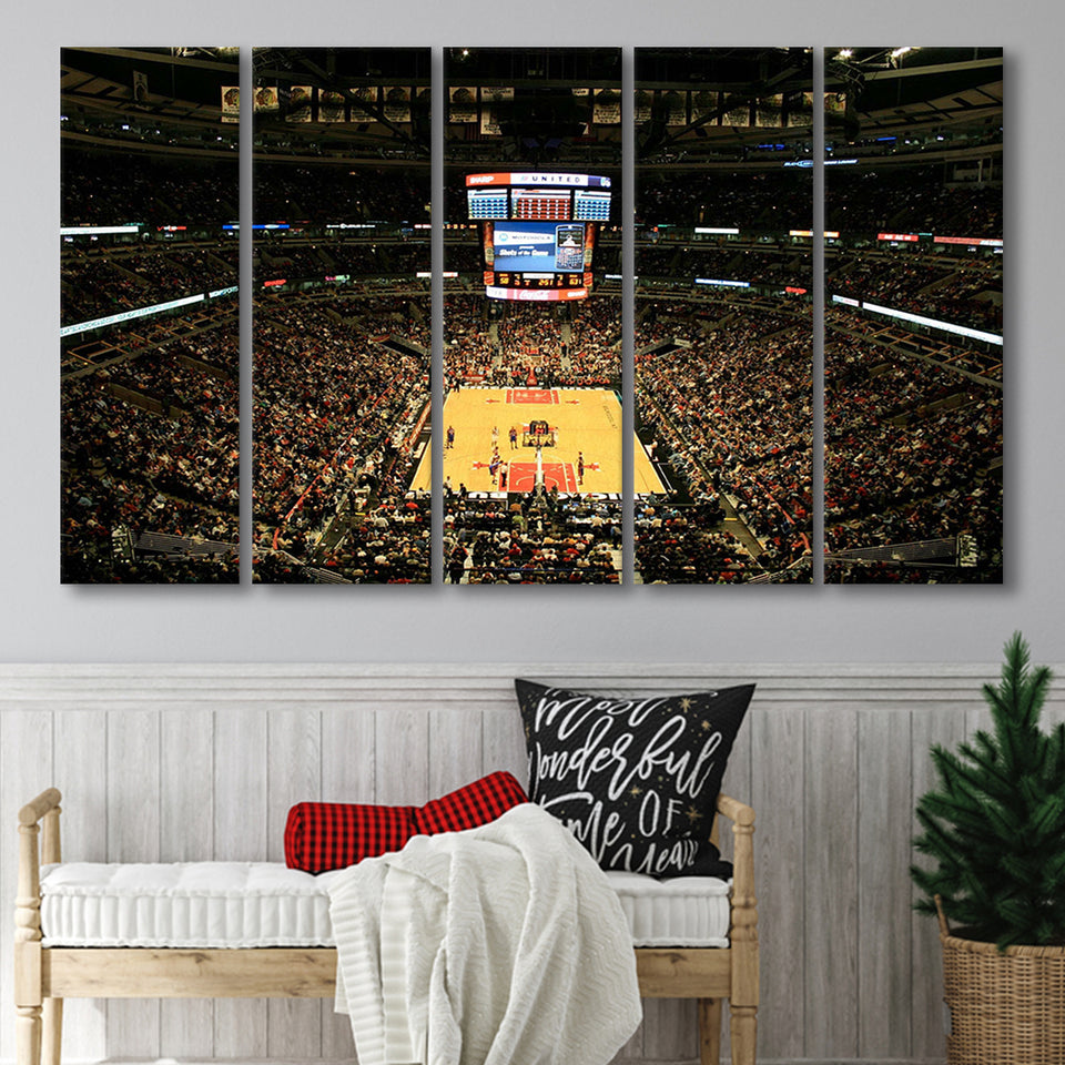United Center Stadium Canvas Prints Chicago Bulls Stadium,Multi Panels B,Sport Stadium Art Prints, Fan Gift