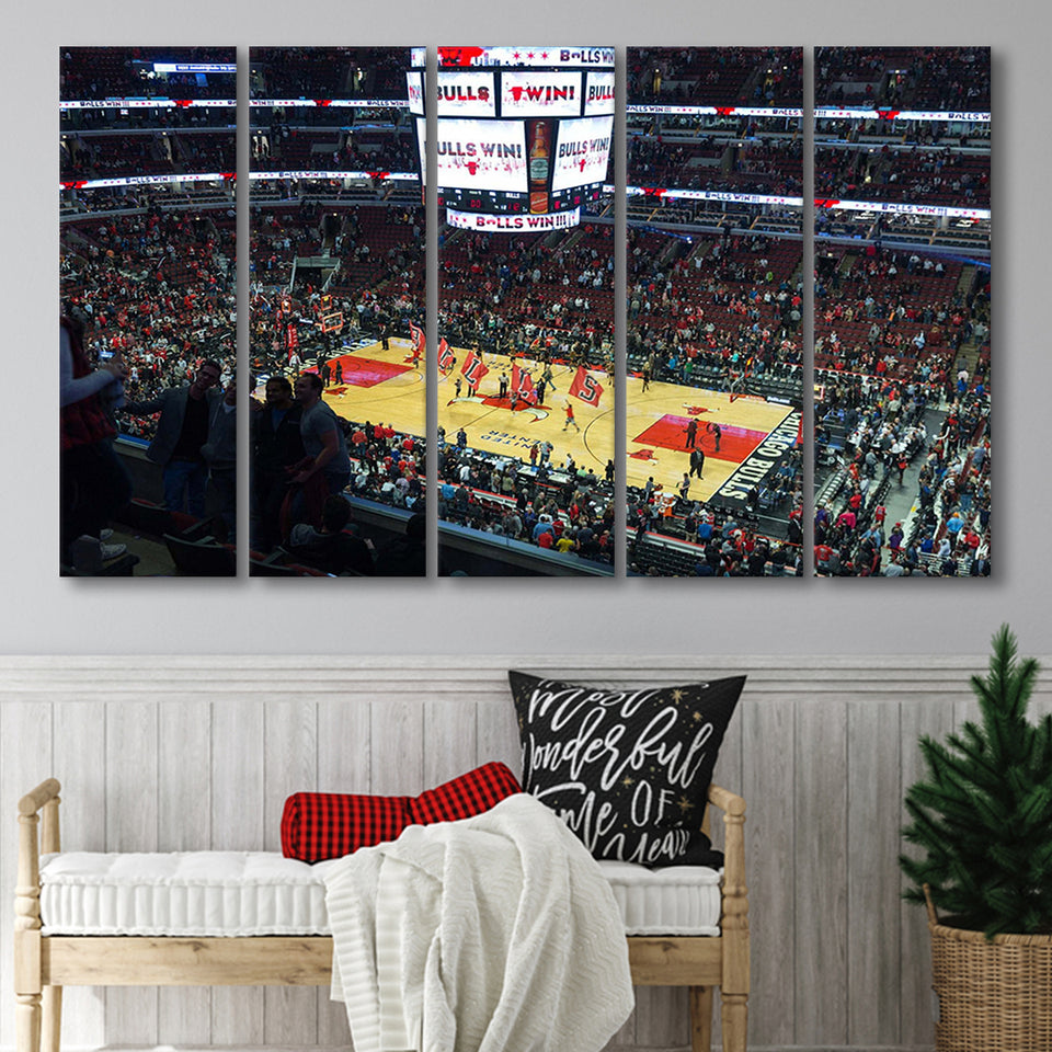 United Center Stadium Canvas Prints Chicago Bulls Wall Art,Multi Panels B,Sport Stadium Art Prints, Fan Gift