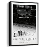 United Center Chicago Blackhawks Ice Hockey Lovers Black And White Art Framed Canvas Prints Wall Art Home Decor, Floating Frame