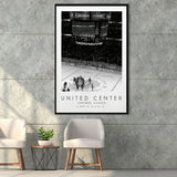 United Center Chicago Blackhawks Ice Hockey Lovers Black And White Art Framed Canvas Prints Wall Art Home Decor, Floating Frame