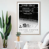 United Center Chicago Blackhawks Ice Hockey Lovers Black And White Art Framed Canvas Prints Wall Art Home Decor, Floating Frame