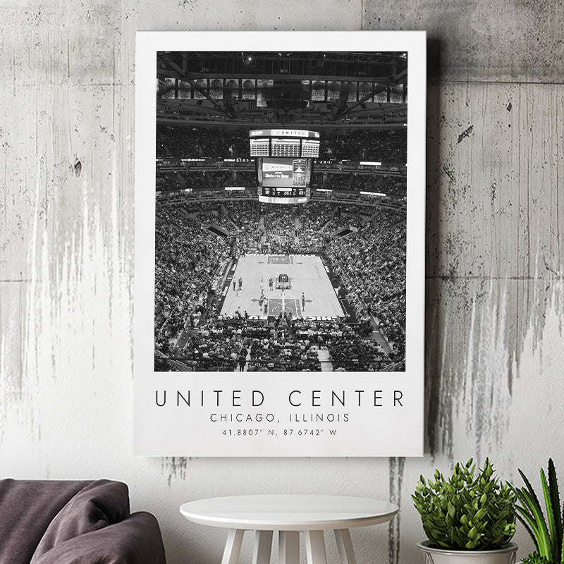 United Center Chicago Bulls Basketball Lovers Black And White Art Canvas Prints Wall Art Home Decor