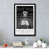 United Center Chicago Bulls Basketball Lovers Black And White Art Framed Canvas Prints Wall Art Home Decor, Floating Frame