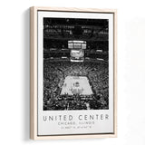 United Center Chicago Bulls Basketball Lovers Black And White Art Framed Canvas Prints Wall Art Home Decor, Floating Frame