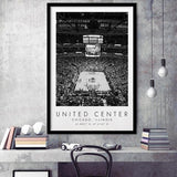 United Center Chicago Bulls Basketball Lovers Black And White Art Framed Art Prints Wall Art Decor, Framed Picture