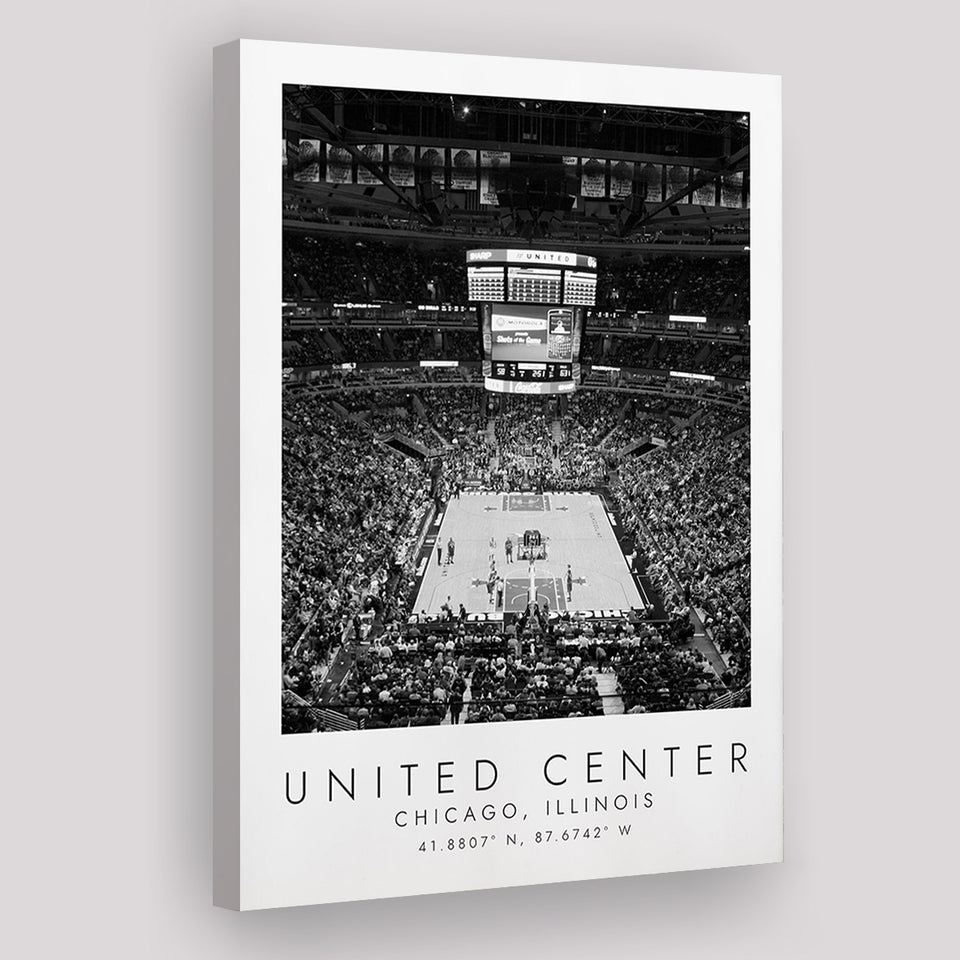 United Center Chicago Bulls Basketball Lovers Black And White Art Canvas Prints Wall Art Home Decor