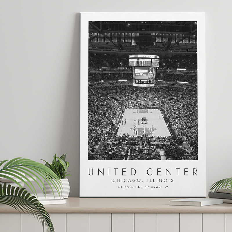 United Center Chicago Bulls Basketball Lovers Black And White Art Canvas Prints Wall Art Home Decor