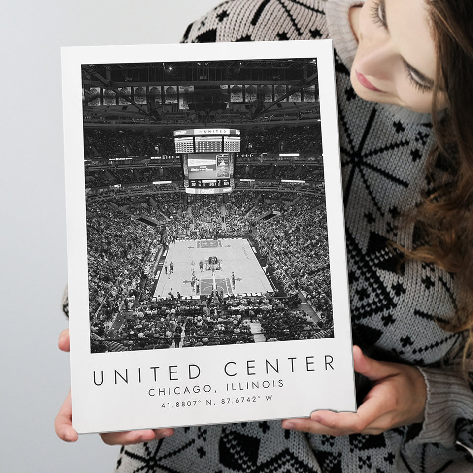 United Center Chicago Bulls Basketball Lovers Black And White Art Canvas Prints Wall Art Home Decor