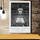 United Center Chicago Bulls Basketball Lovers Black And White Art Canvas Prints Wall Art Home Decor
