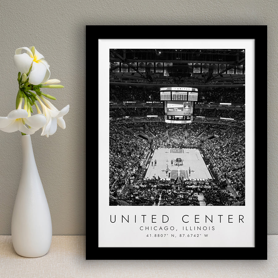 United Center Chicago Bulls Basketball Lovers Black And White Art Framed Art Prints Wall Art Decor, Framed Picture