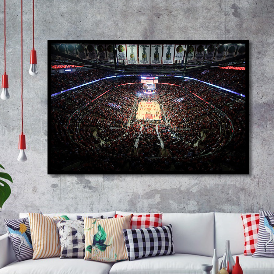 United Center Stadium, Stadium Canvas, Sport Art, Gift for him, Framed Art Prints Wall Art Decor, Framed Picture