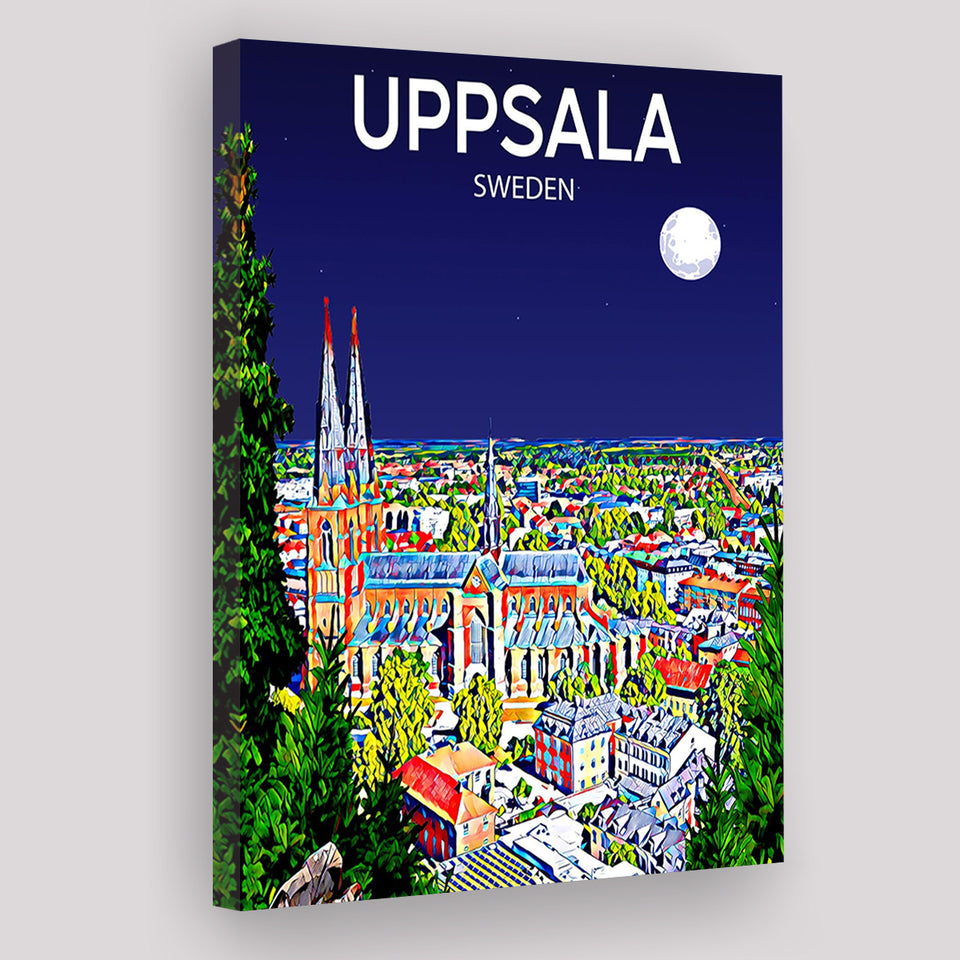 Uppsala Sweden Art Night Art Print ,City Art Print, Large Canvas, Canvas Print Wall Art Home Decor